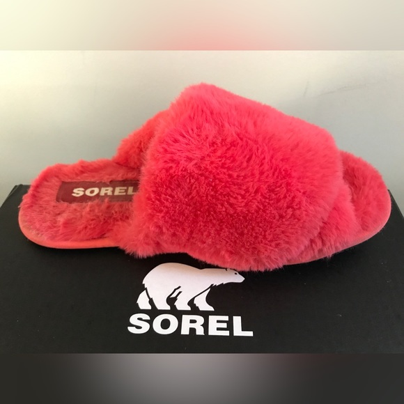 Sorel Neon Pink Fuzzy Mail Run Slippers Machine Washable Size 8 GUC/EUC With Box - Picture 13 of 15